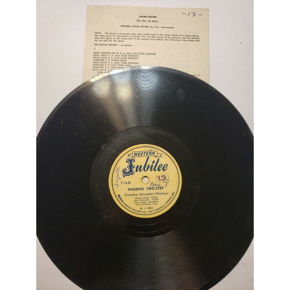 Schroeder's Playboys - 78 10" Grand Square / Square Dance w/ Call Sheet V+